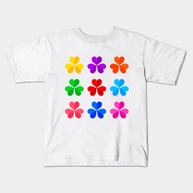 Colorful Three Leaves Clovers Pack Kids T-Shirt by alien3287